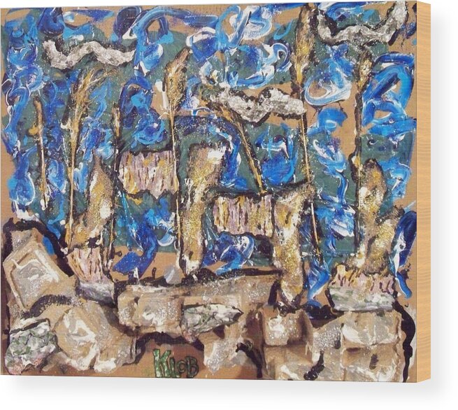 Landscape Wood Print featuring the painting my private Auvers 2012 by Kevin OBrien