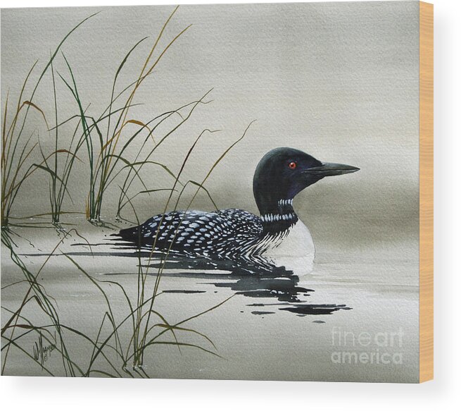Loon Prints Wood Print featuring the painting Nature's Serenity by James Williamson