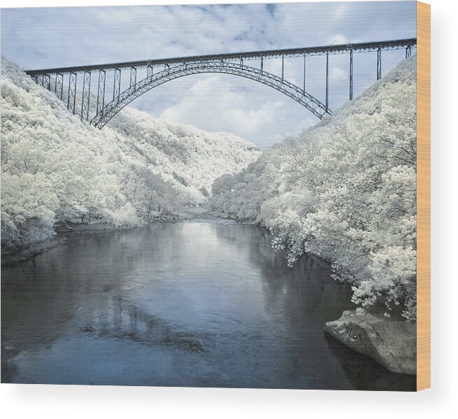 Architecture Wood Print featuring the photograph New River Gorge Bridge in Infrared by Mary Almond