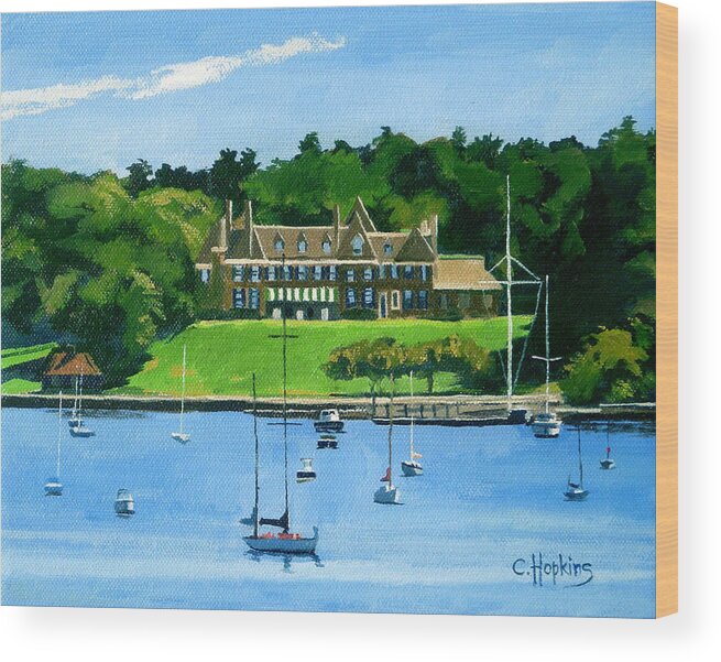 Christine Hopkins Wood Print featuring the painting New York Yacht Club Newport Rhode Island by Christine Hopkins