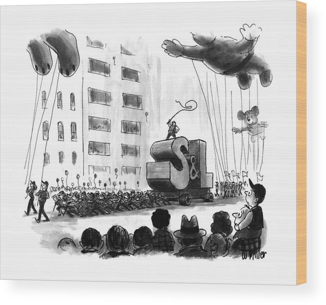 No Caption
Little Boy At Thanksgiving Day Parade Sees Block Forming The Letters Beling Pulled Wood Print featuring the drawing New Yorker December 2nd, 1991 by Warren Miller