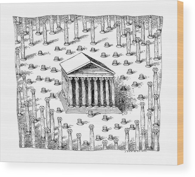 Architecture Wood Print featuring the drawing New Yorker February 26th, 1990 by John O'Brien