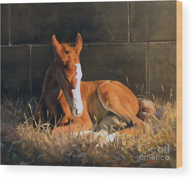 Horse Wood Print featuring the painting Nightlight by Jeanne Newton Schoborg