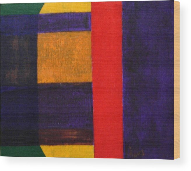 Abstract Wood Print featuring the painting No.398 by Vijayan Kannampilly