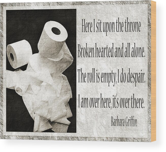 Bathroom Wood Print featuring the photograph Ode To The Spare Roll BW 2 by Andee Design