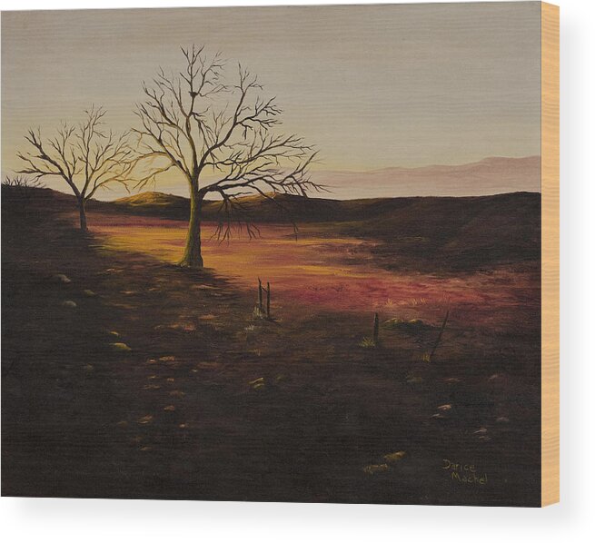 Landscape Wood Print featuring the painting Old Humboldt Rd. Sunset by Darice Machel McGuire