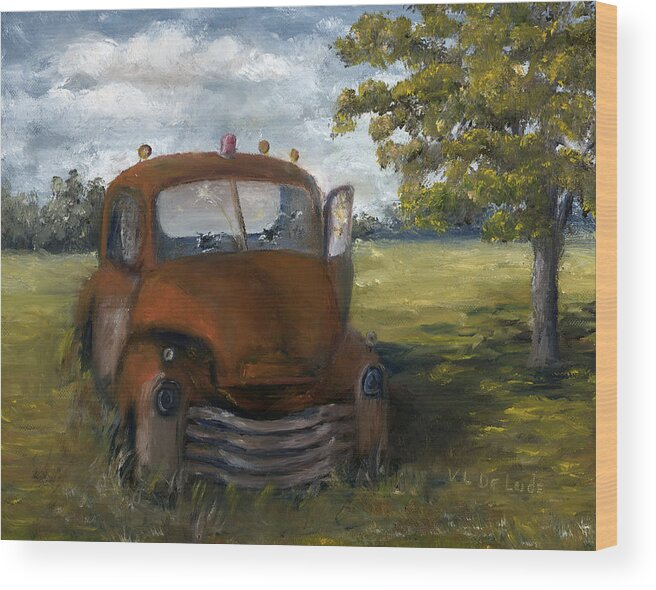 Old Wood Print featuring the painting Old Truck Shreveport Louisiana Wrecker by Lenora De Lude