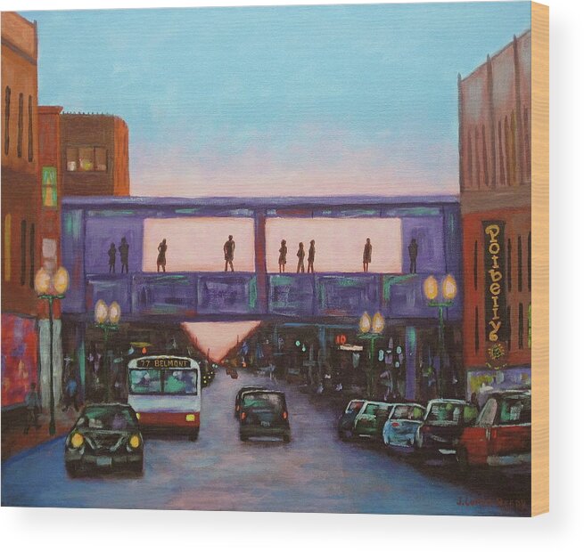 Lakeview East Painting Wood Print featuring the painting On Belmont by J Loren Reedy