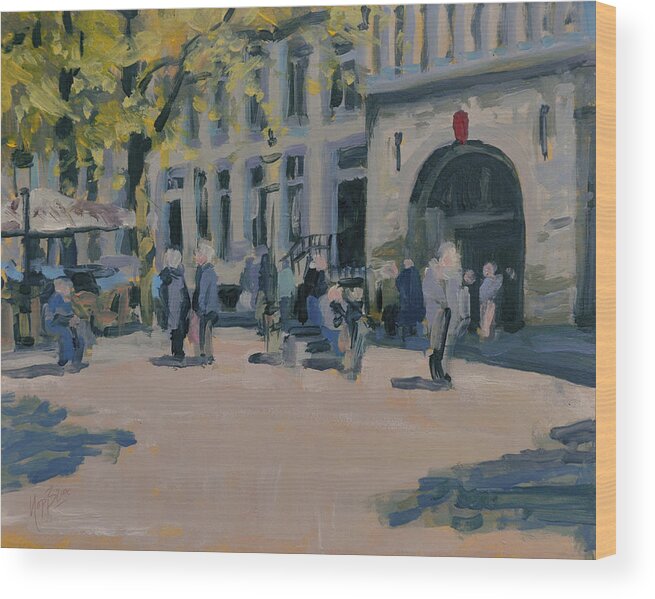 Olv Wood Print featuring the painting Onze Lieve Vrouwe plein Maastricht by Nop Briex
