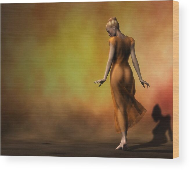  Wood Print featuring the digital art Orange Strut by Kaylee Mason