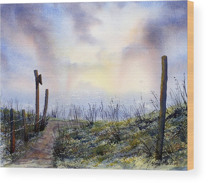 Landscape Wood Print featuring the painting Out to Sea.. Morning Mist by Glenn Marshall