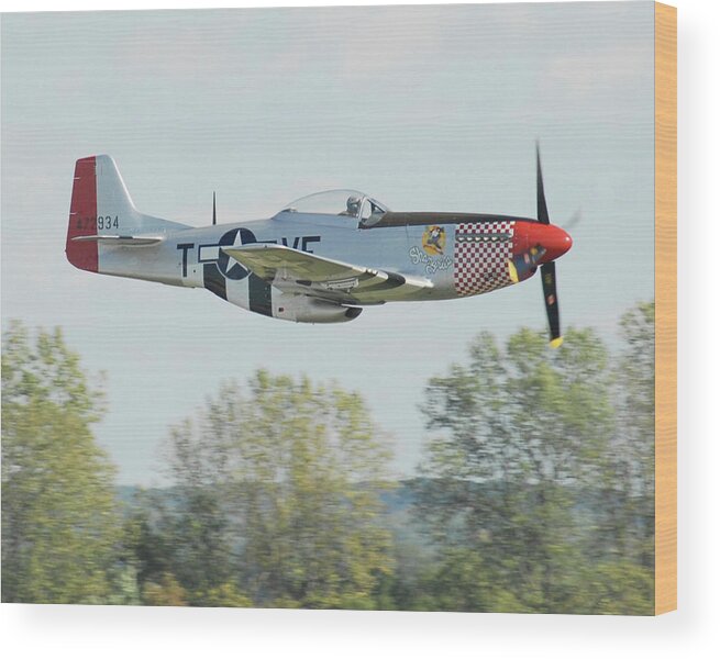 P-51 Mustang Wood Print featuring the photograph P-51D Mustang Shangrila by Alan Toepfer