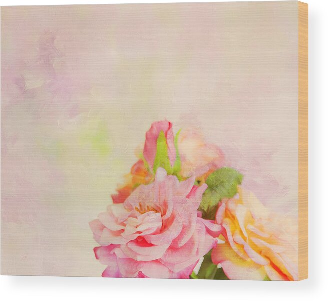 Floral Wood Print featuring the photograph Painterly Roses by Theresa Tahara
