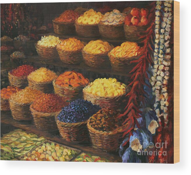 Fruits Wood Print featuring the painting Palette of The Orient by Kiril Stanchev