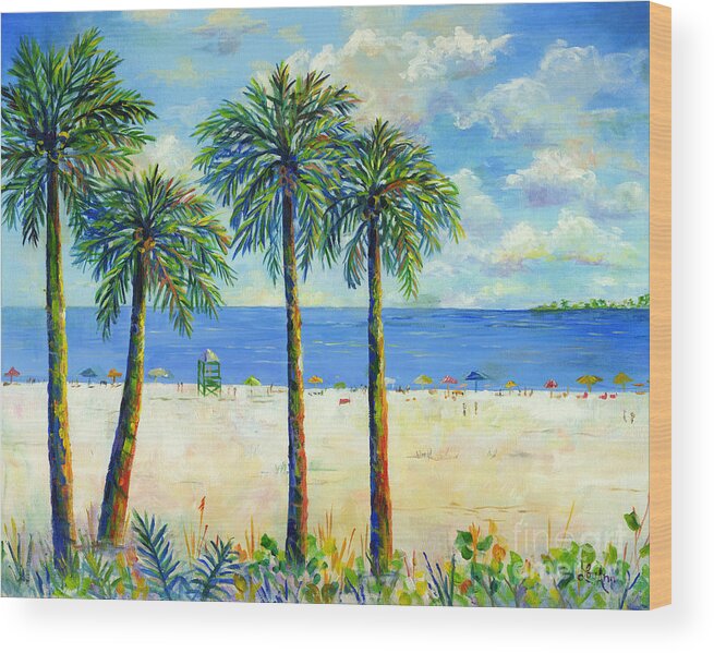 Siesta Key Beach Wood Print featuring the painting Palms on Siesta Key Beach by Lou Ann Bagnall