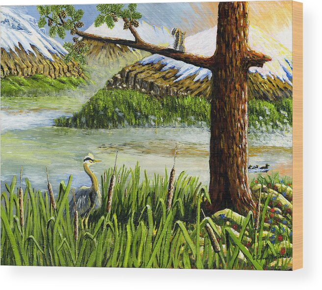 Lake Wood Print featuring the painting Paradise by Carey MacDonald