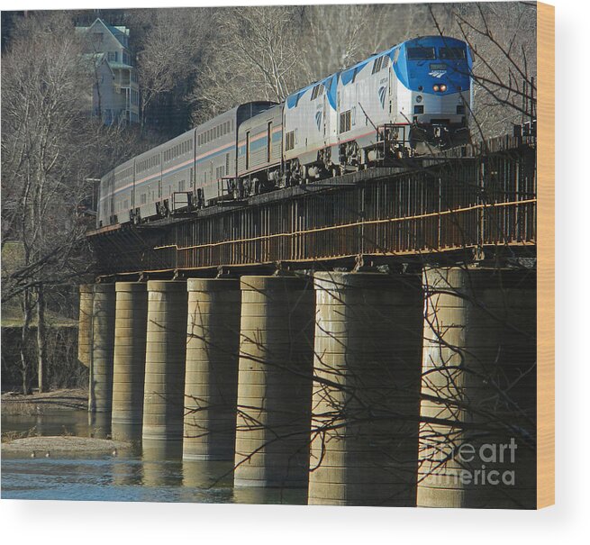 Train Wood Print featuring the photograph Passing Through Harpers Ferry by Emmy Marie Vickers