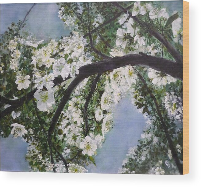 Blossom Wood Print featuring the painting Pear Blossom by Lizzy Forrester