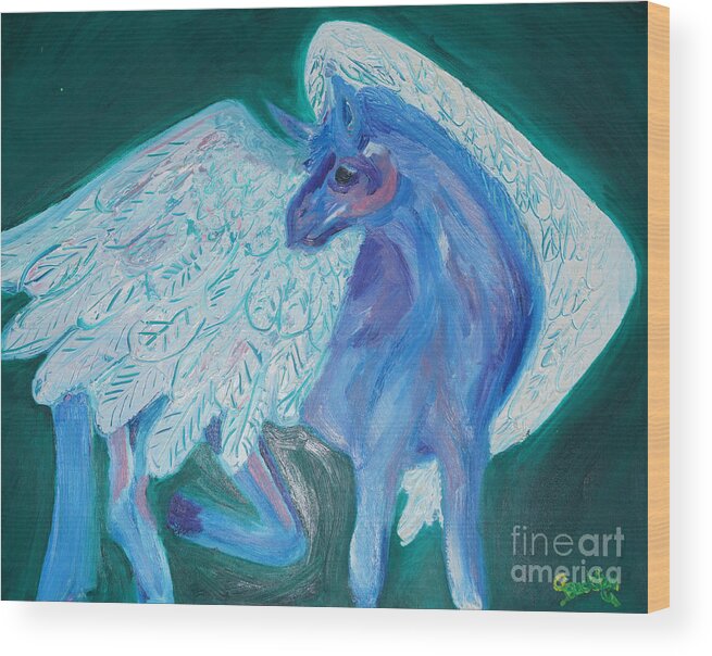 Pegasus Wood Print featuring the painting Pegasus by Cassandra Buckley