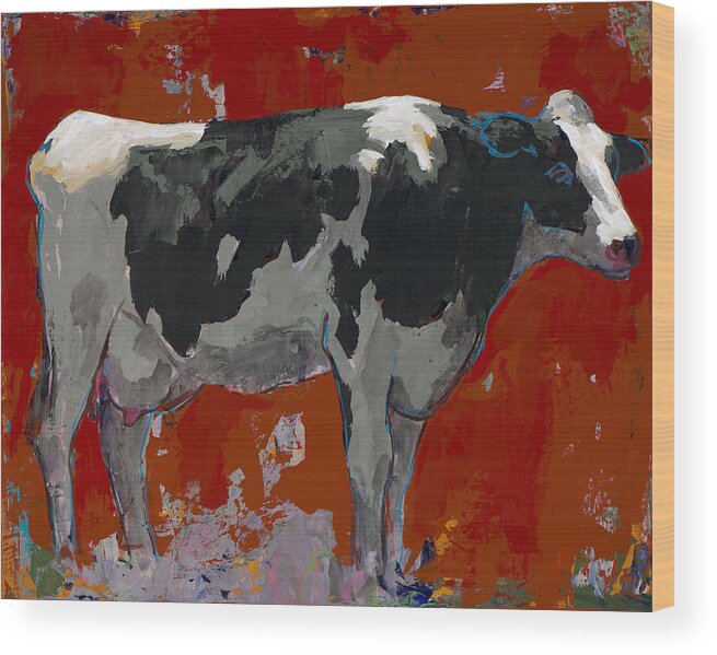 Cow Wood Print featuring the painting People Like Cows #3 by David Palmer
