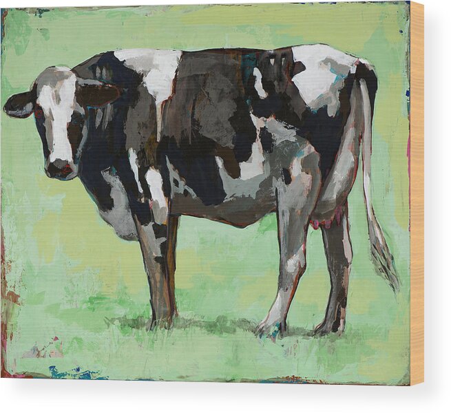 Cow Wood Print featuring the painting People Like Cows #5 by David Palmer