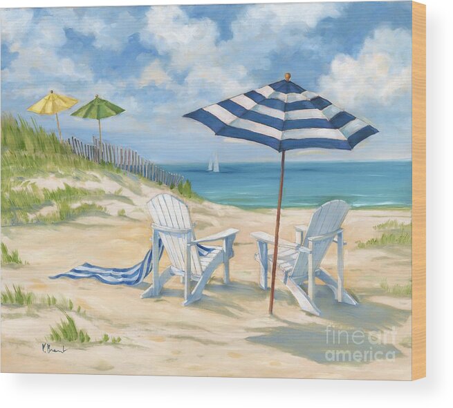 Beach Wood Print featuring the painting Perfect Beach Blue by Paul Brent
