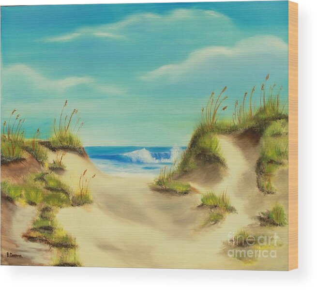 Dunes Wood Print featuring the painting Perfect Beach Day by Bev Conover