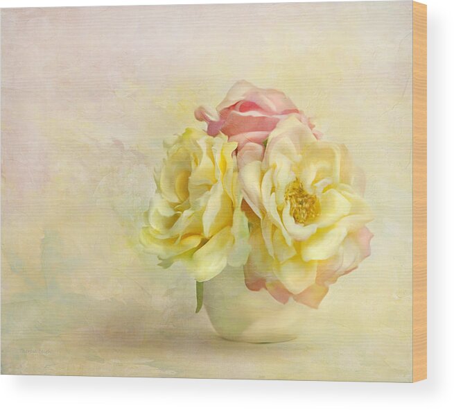 Floral Wood Print featuring the photograph Pink And Yellow Roses by Theresa Tahara