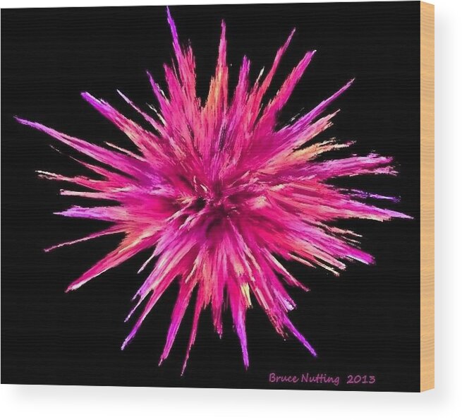 Pink Wood Print featuring the painting Pink Star Crystal by Bruce Nutting