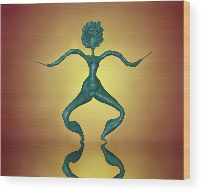 Dancing Doll Wood Print featuring the photograph Plasticine Dancing Figure by Vladimir Kholostykh