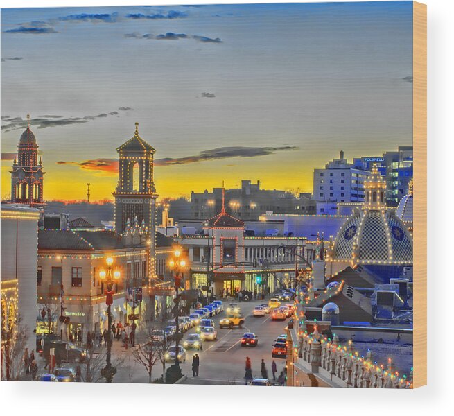 Country Club Plaza Wood Print featuring the photograph Plaza Lights WOWC by Kevin Anderson