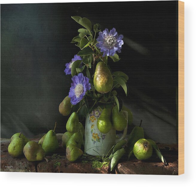Chiaroscuro Wood Print featuring the photograph Poires Et Fleurs by Theresa Tahara