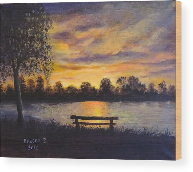 Sunset Wood Print featuring the painting Polish Sunset by Bozena Zajaczkowska