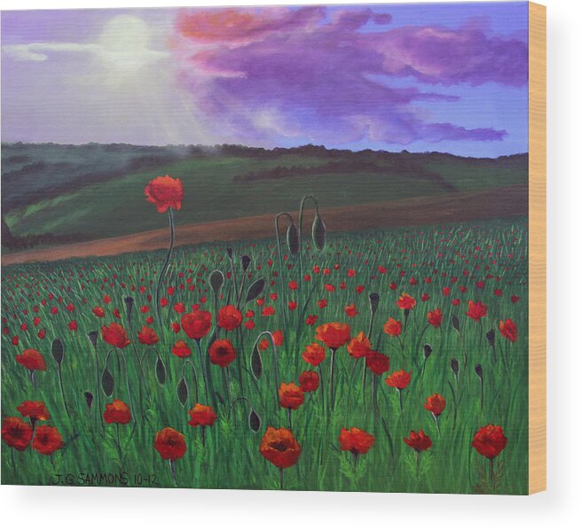 Poppies Wood Print featuring the painting Poppy Field by Janet Greer Sammons