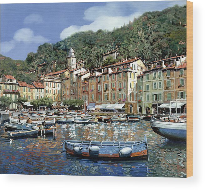 Portofino Wood Print featuring the painting Portofino by Guido Borelli