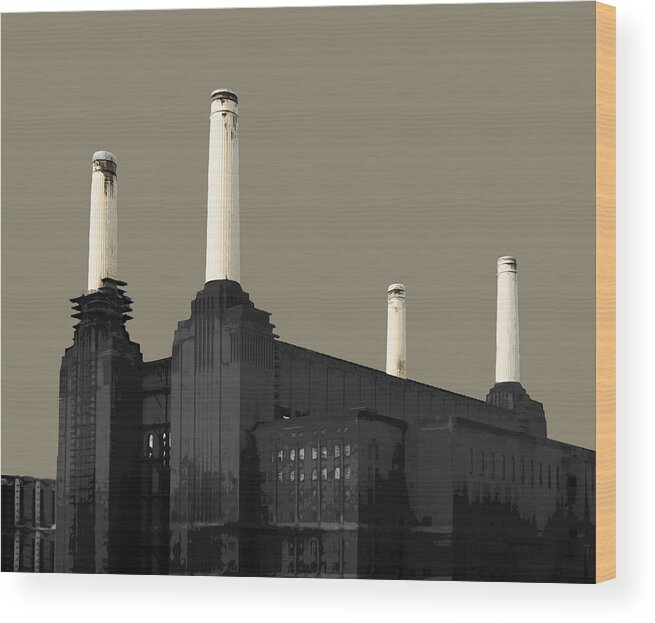 Battersea Wood Print featuring the mixed media Power - French GREY #2 by BFA Prints