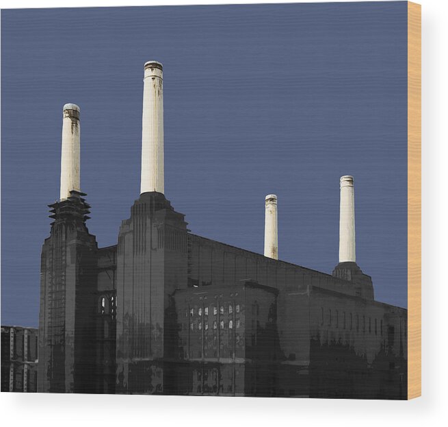 Battersea Wood Print featuring the mixed media Power - New BLUE #2 by BFA Prints