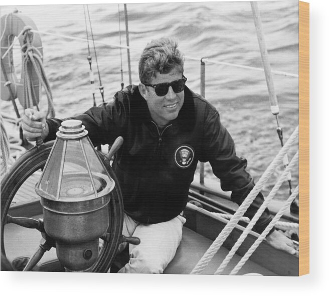 Jfk Wood Print featuring the photograph President John Kennedy Sailing by War Is Hell Store