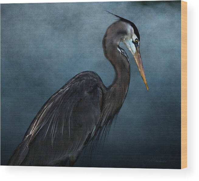 Great Blue Heron Wood Print featuring the photograph Profile in Great Blue Heron by Barbara Chichester