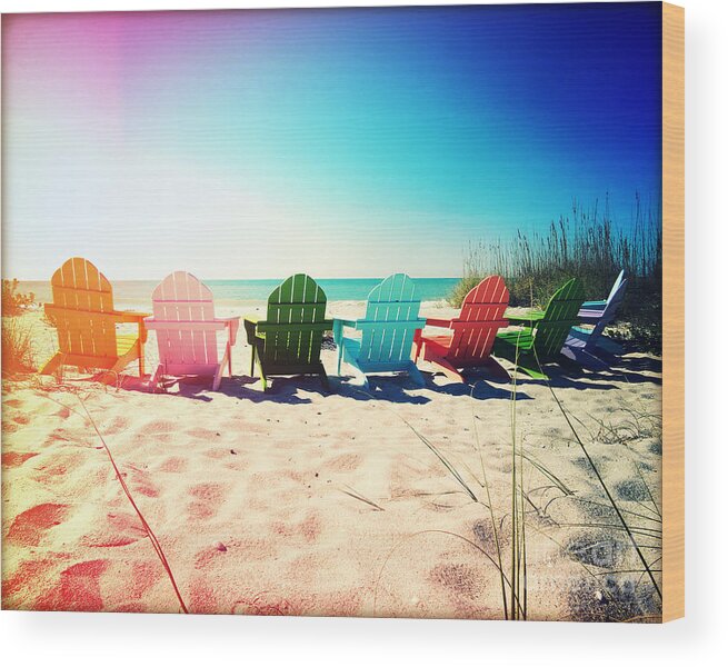 Florida Wood Print featuring the photograph Rainbow Beach Photography Light Leaks1 by Chris Andruskiewicz