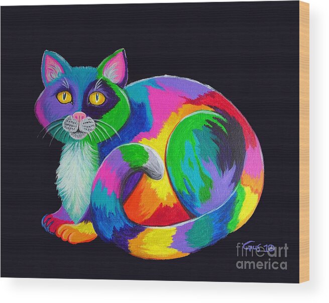 Art Wood Print featuring the painting Rainbow Calico by Nick Gustafson