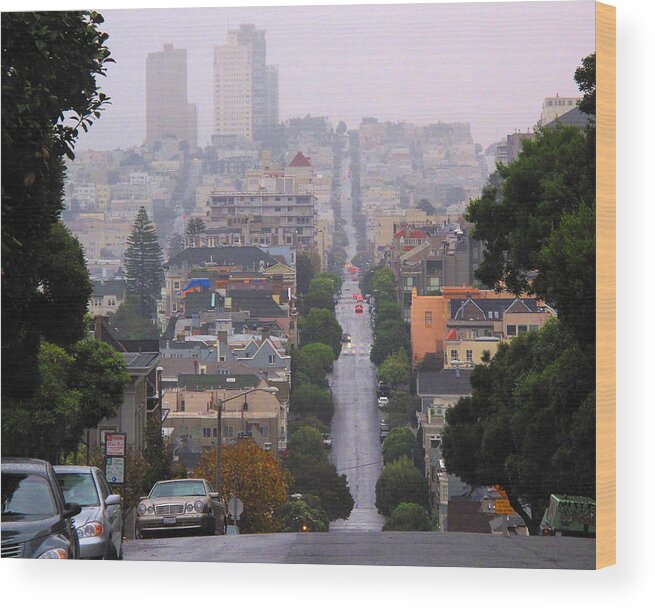 San Francisco Wood Print featuring the photograph Rainy Day in San Francisco by Derek Dean