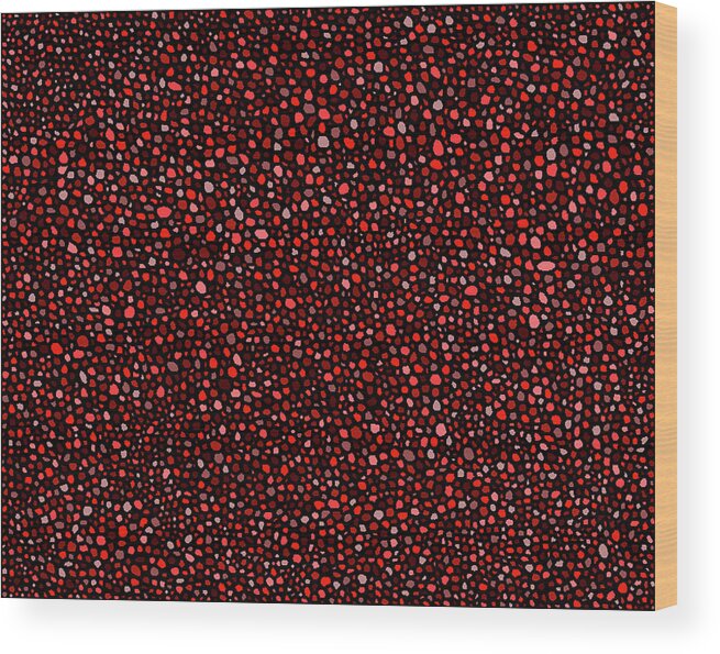 Red Wood Print featuring the digital art Red and Black Circles by Janice Dunbar