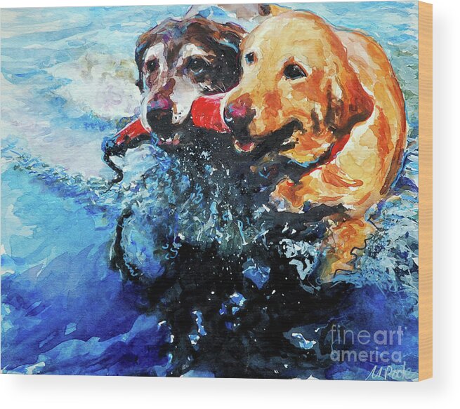 Labrador Retrievers Wood Print featuring the painting Red Bumper by Molly Poole