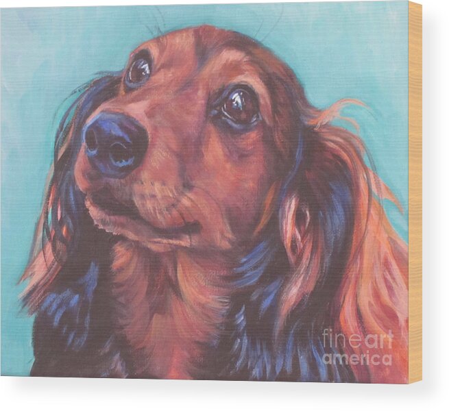 Dachshund Wood Print featuring the painting Red Doxie by Lee Ann Shepard