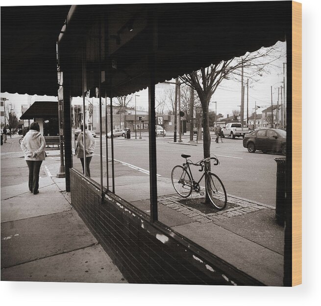 Mirror Wood Print featuring the photograph Reflections of the Street by Stacy Abbott