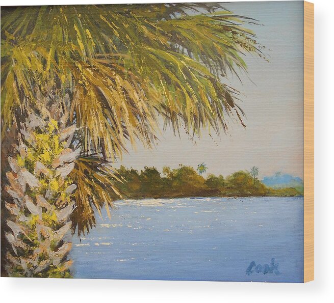 Palm Wood Print featuring the painting Refuge Palm by Michael Cook