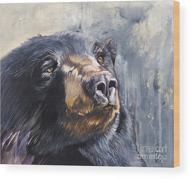 Bear Wood Print featuring the painting Remember me by J W Baker