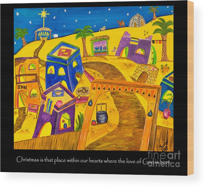 Bethlehem Wood Print featuring the painting Return to Bethlehem Village by Susan Cliett