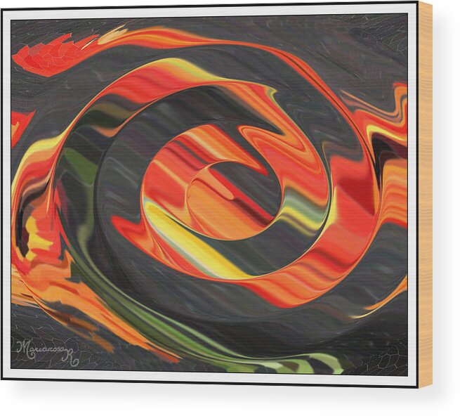 Abstract Wood Print featuring the digital art Ring of Fire by Mariarosa Rockefeller